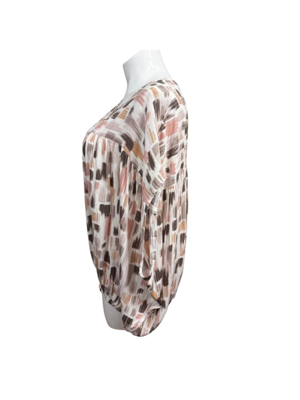ODDI Abstract Brush Print Bubble Hem Blouse 3XL Boho Peasant Top NWT - Picture 6 of 9